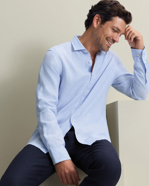 Pure Linen Shirt – Sky Blue