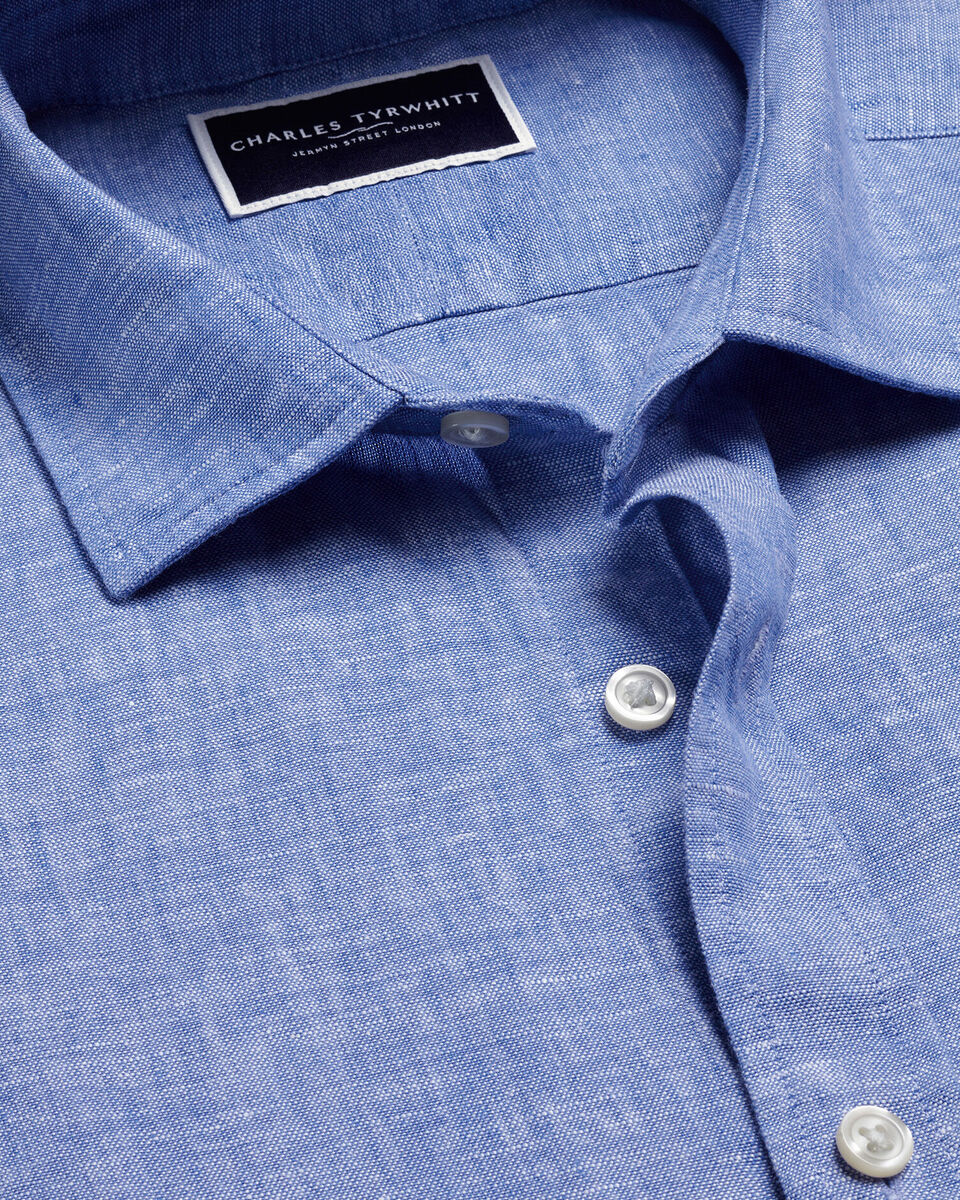Pure Linen Short Sleeve Shirt - Cobalt Blue Secondary image