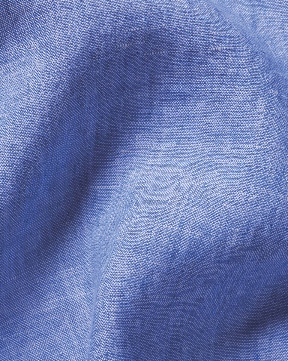 Pure Linen Short Sleeve Shirt - Cobalt Blue