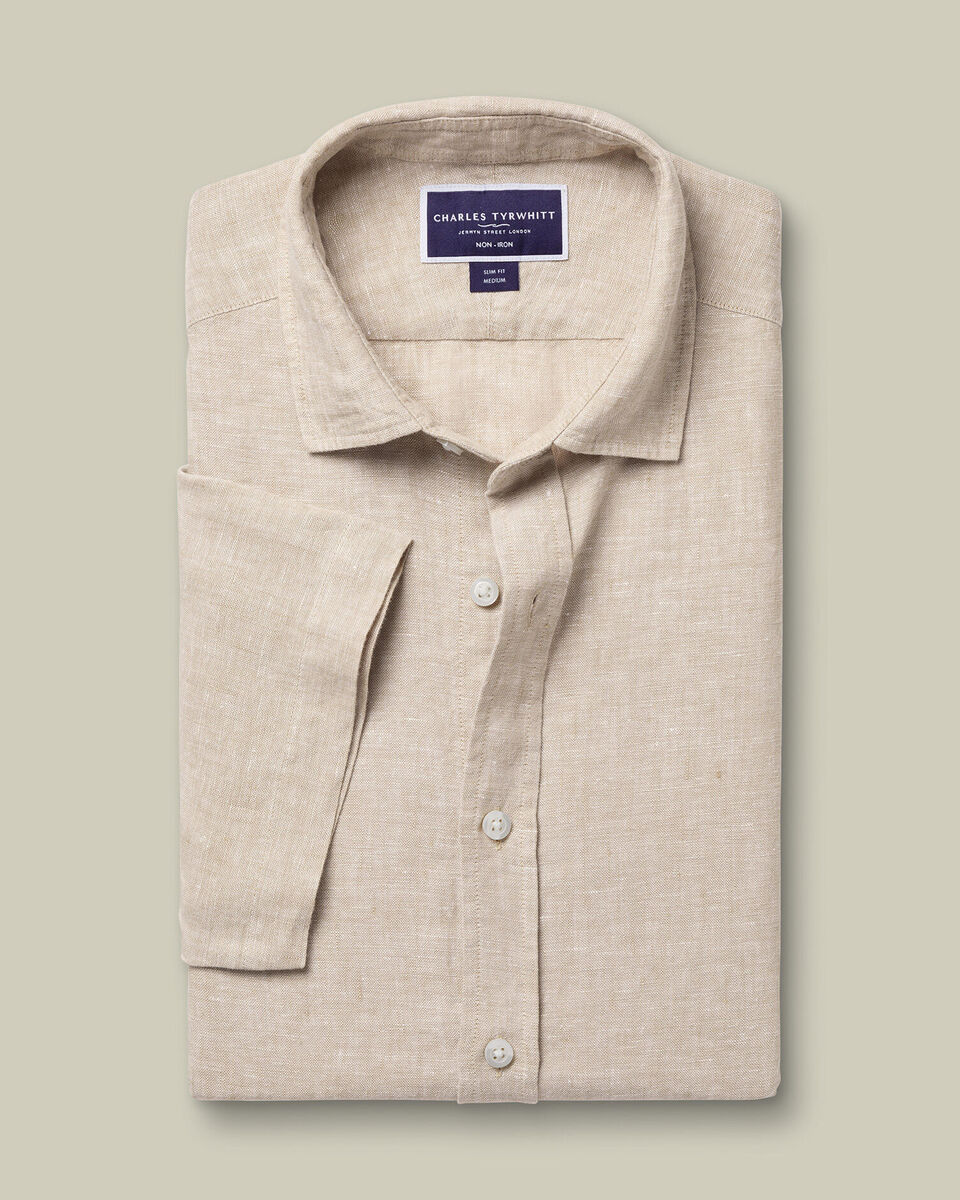 Pure Linen Short Sleeve Shirt - Oatmeal