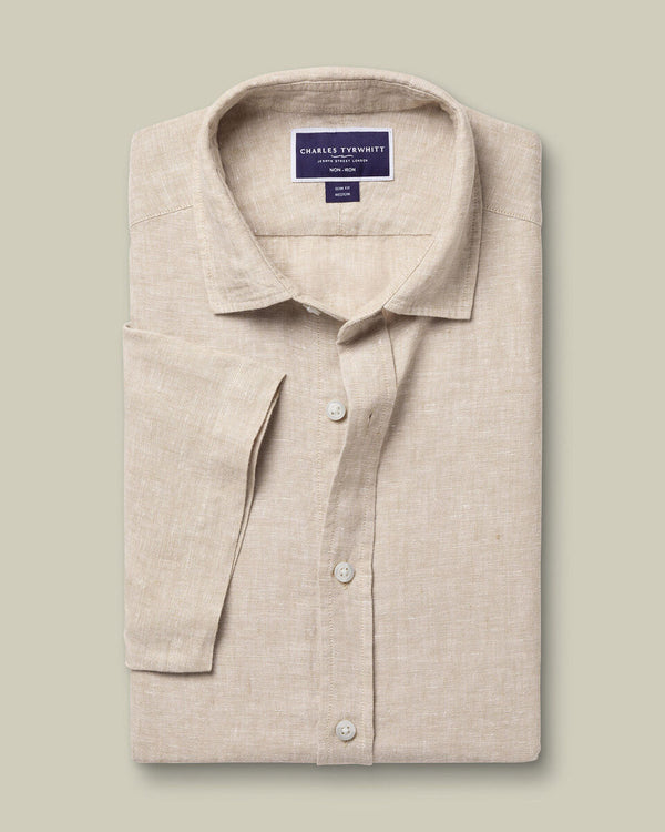 Pure Linen Short Sleeve Shirt - Oatmeal