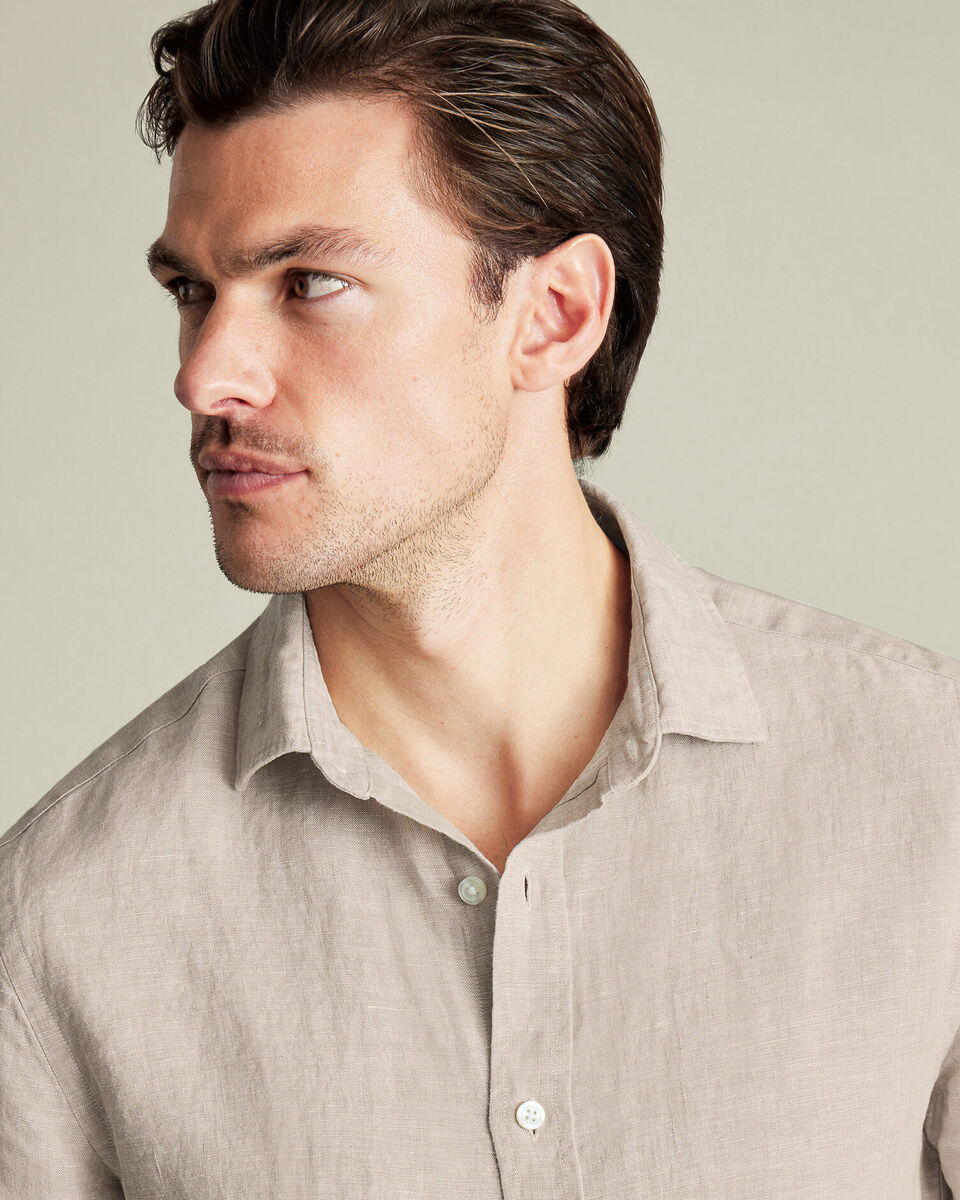 Pure Linen Short Sleeve Shirt - Oatmeal
