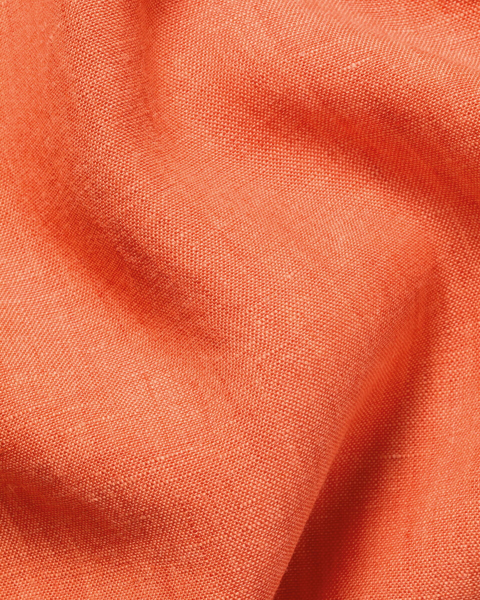 Short Sleeve Pure Linen Shirt – Orange