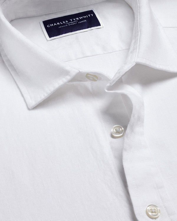 Pure Linen Short Sleeve Shirt - White