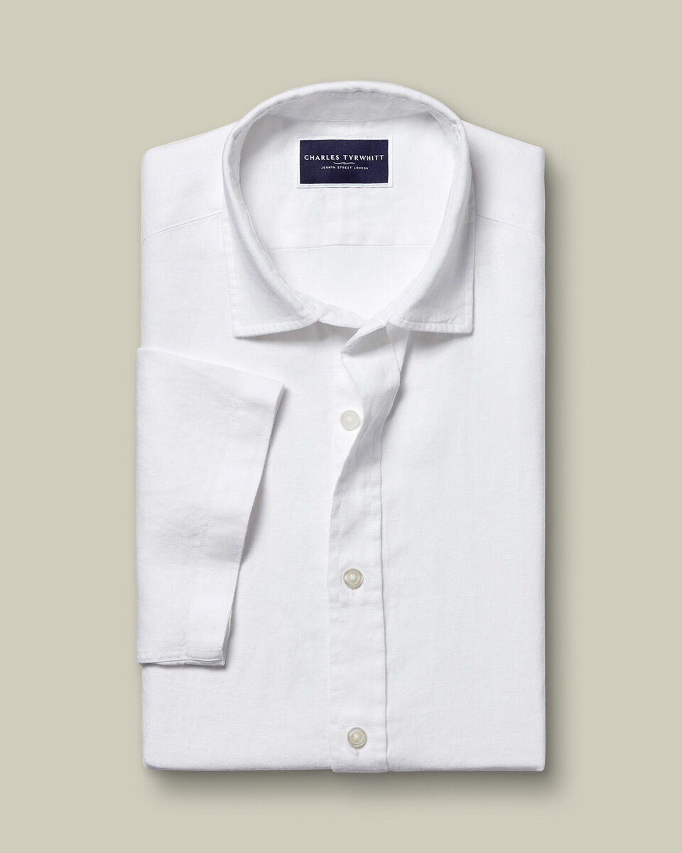 Pure Linen Short Sleeve Shirt - White