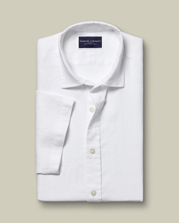 Pure Linen Short Sleeve Shirt - White