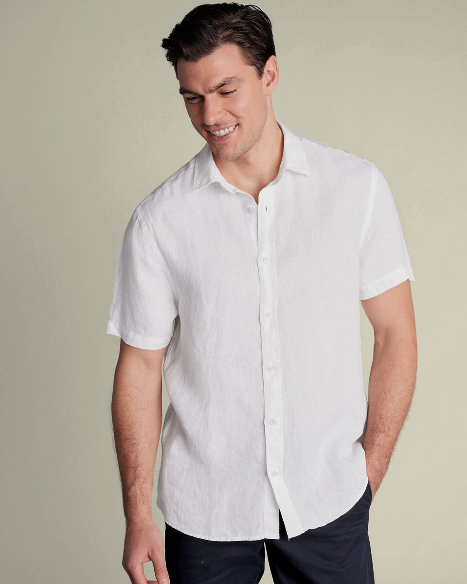 Pure Linen Short Sleeve Shirt - White Main image