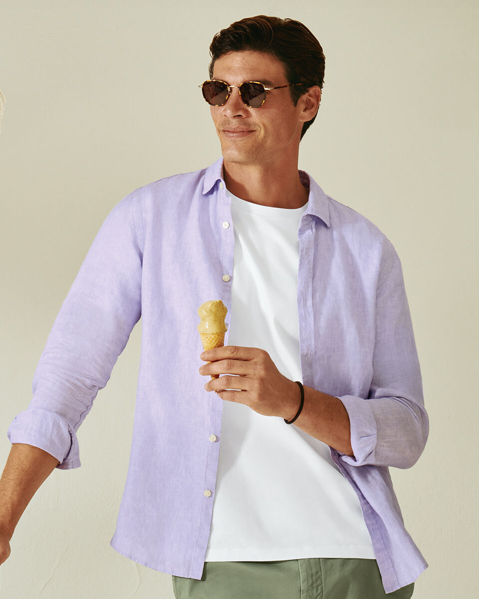 Pure Linen Shirt - Lilac