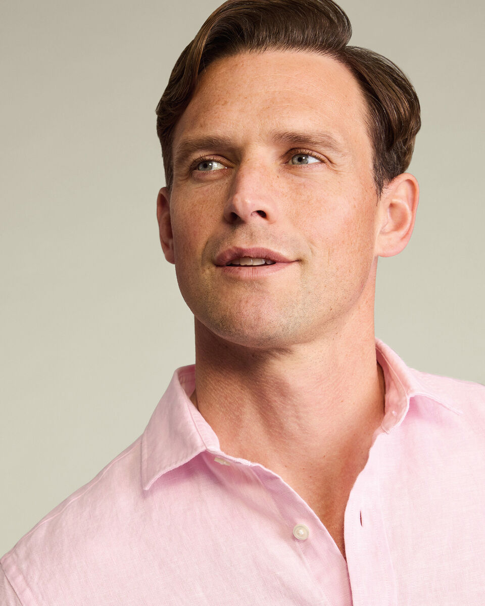 Pure Linen Shirt - Pink