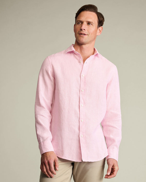 Pure Linen Shirt - Pink