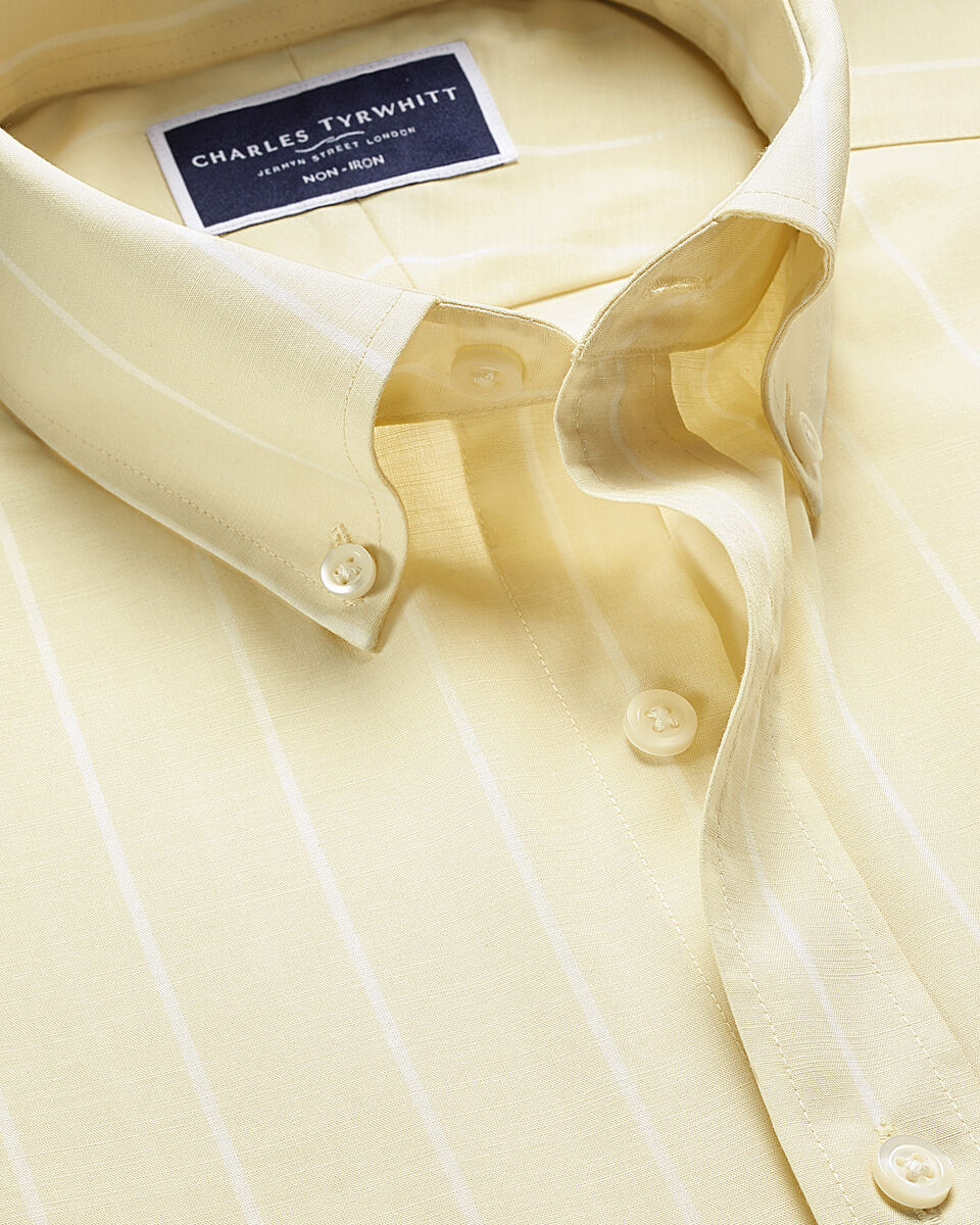 Short Sleeve Non-Iron Stretch Poplin Shirt - Yellow