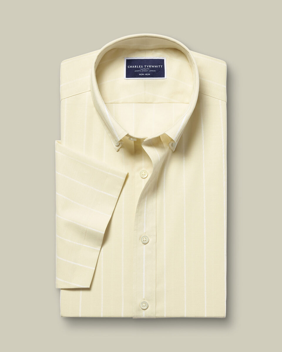 Short Sleeve Non-Iron Stretch Poplin Shirt - Yellow