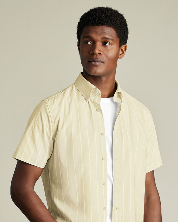 Short Sleeve Non-Iron Stretch Poplin Shirt - Yellow