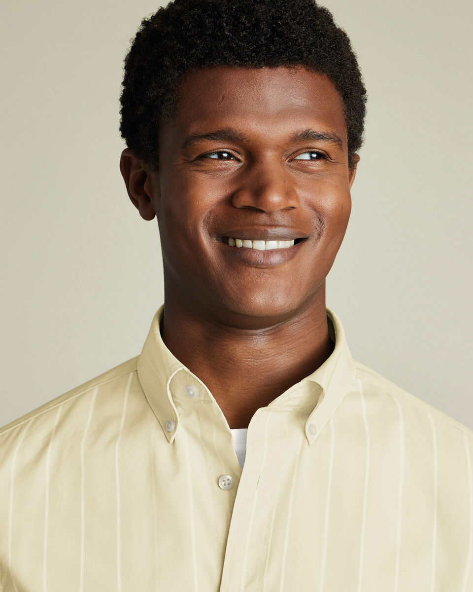 Short Sleeve Non-Iron Stretch Poplin Shirt - Yellow
