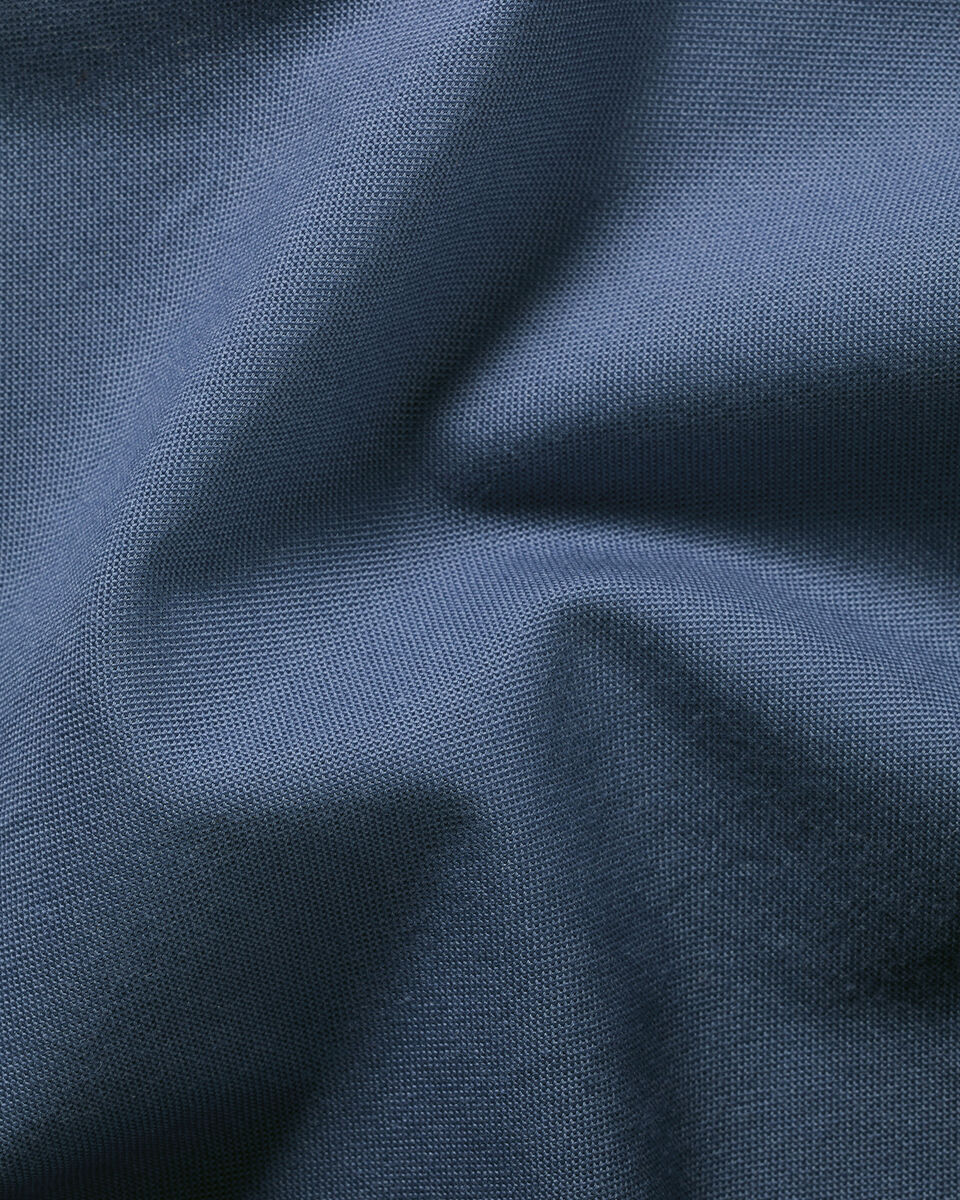 Collarless Stretch Washed Oxford Shirt - Airforce Blue