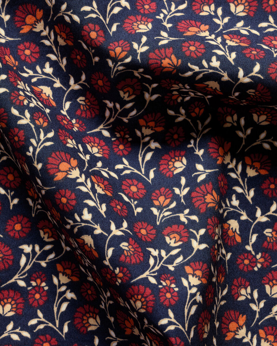 Short Sleeve Stretch Washed Poplin Floral Shirt - Red
