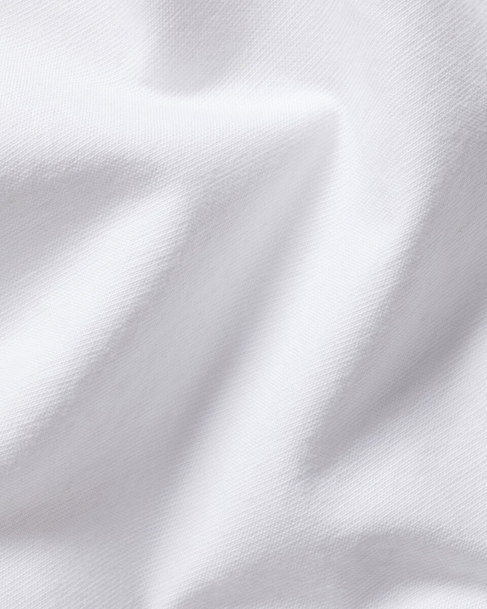 Collarless Cotton Linen Shirt - White