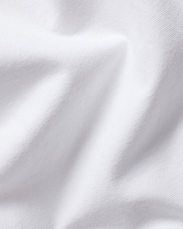Collarless Cotton Linen Shirt - White