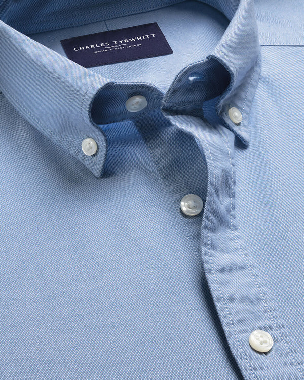 Stretch Washed Oxford Shirt - Sky Blue