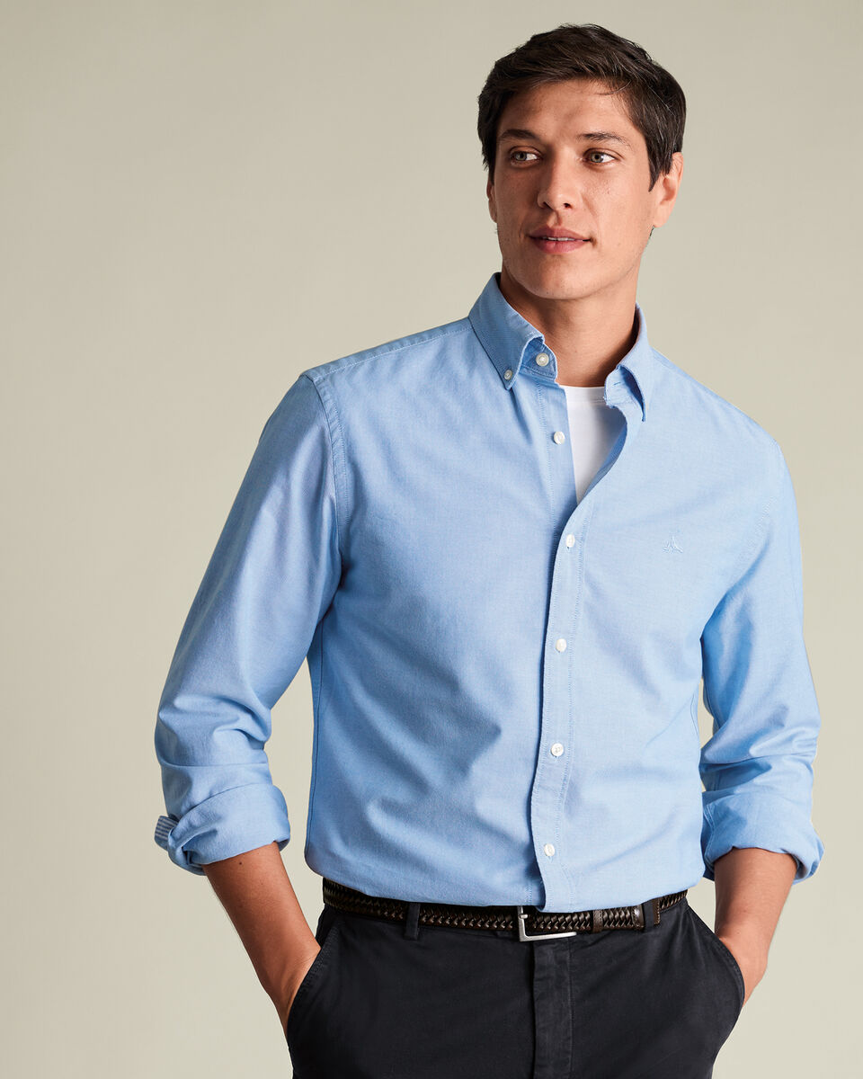 Stretch Washed Oxford Shirt - Sky Blue