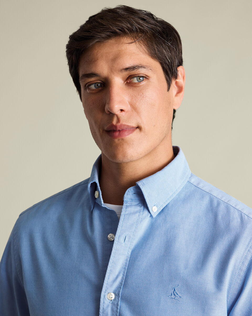 Stretch Washed Oxford Shirt - Sky Blue