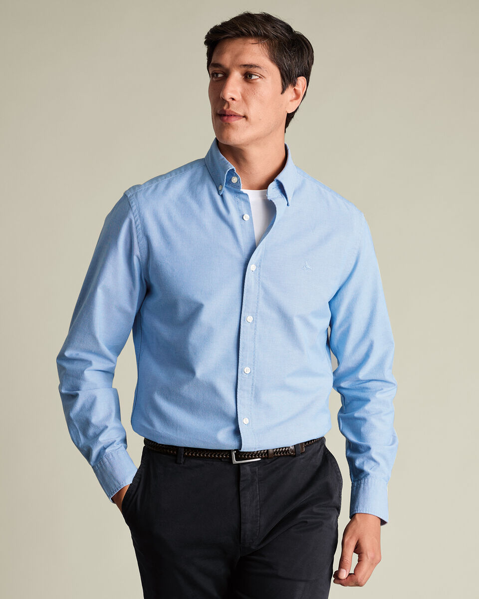 Stretch Washed Oxford Shirt - Sky Blue