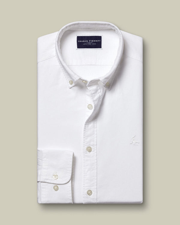 Stretch Washed Oxford Shirt - White