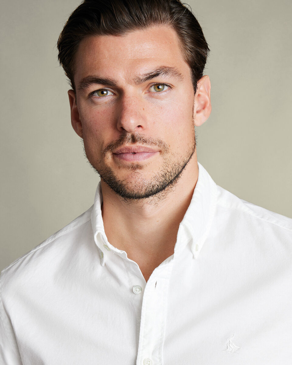 Stretch Washed Oxford Shirt - White