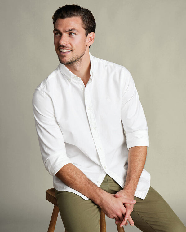 Stretch Washed Oxford Shirt - White