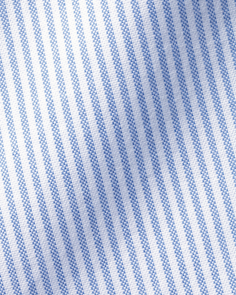 Stretch Washed Oxford Stripe Shirt - Ocean Blue