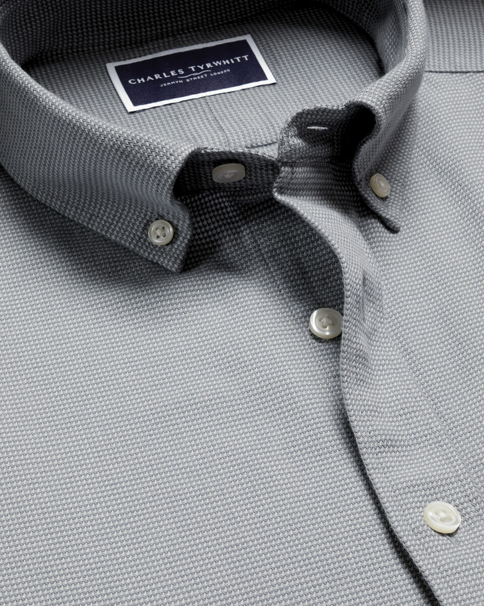 Textured Flannel Shirt - Light Gray