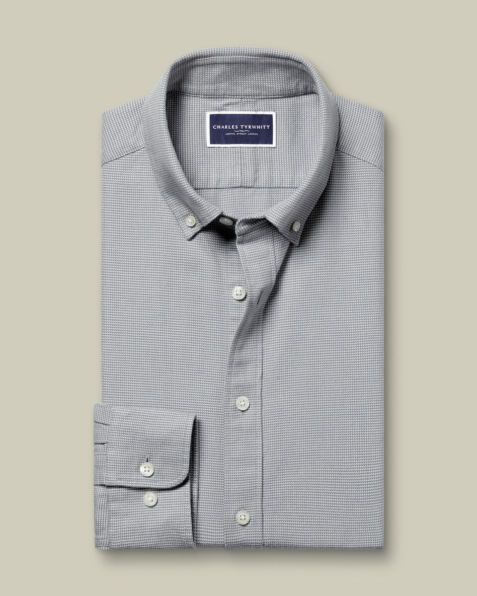 Textured Flannel Shirt - Light Gray
