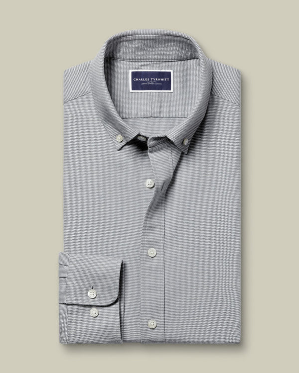 Textured Flannel Shirt - Light Gray