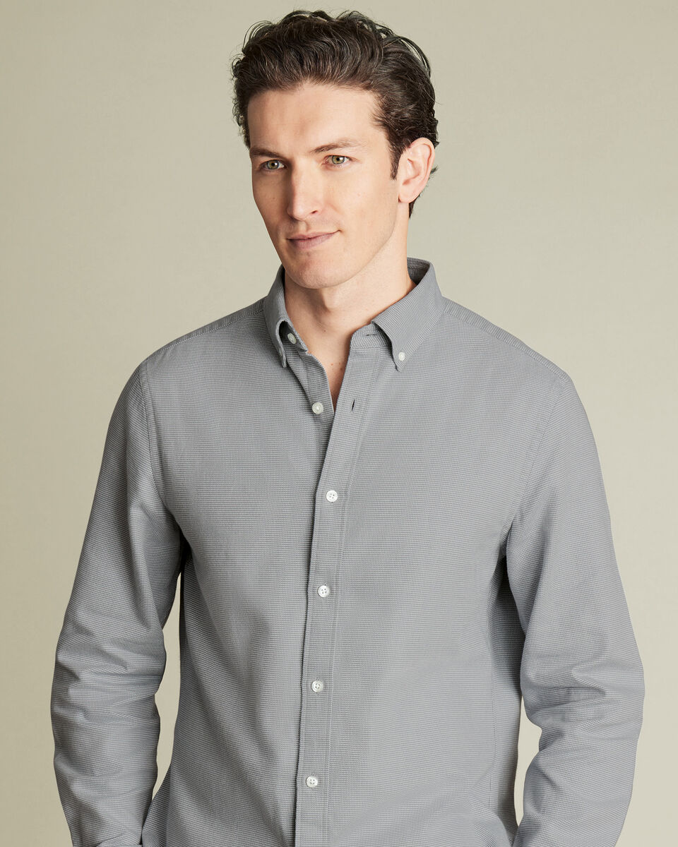 Textured Flannel Shirt - Light Gray Main image