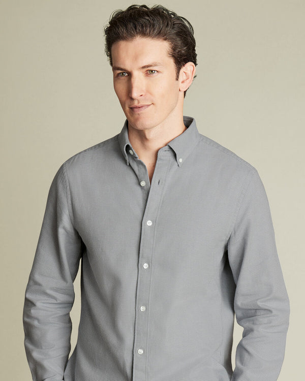 Textured Flannel Shirt - Light Gray