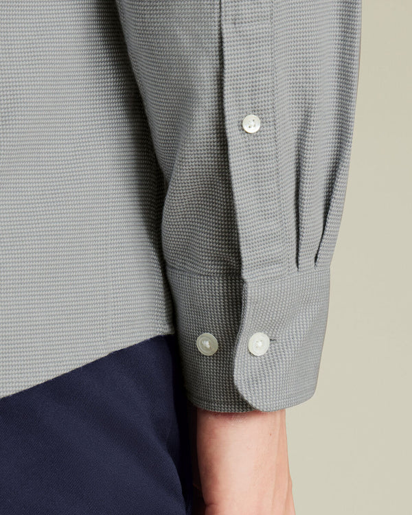 Textured Flannel Shirt - Light Gray