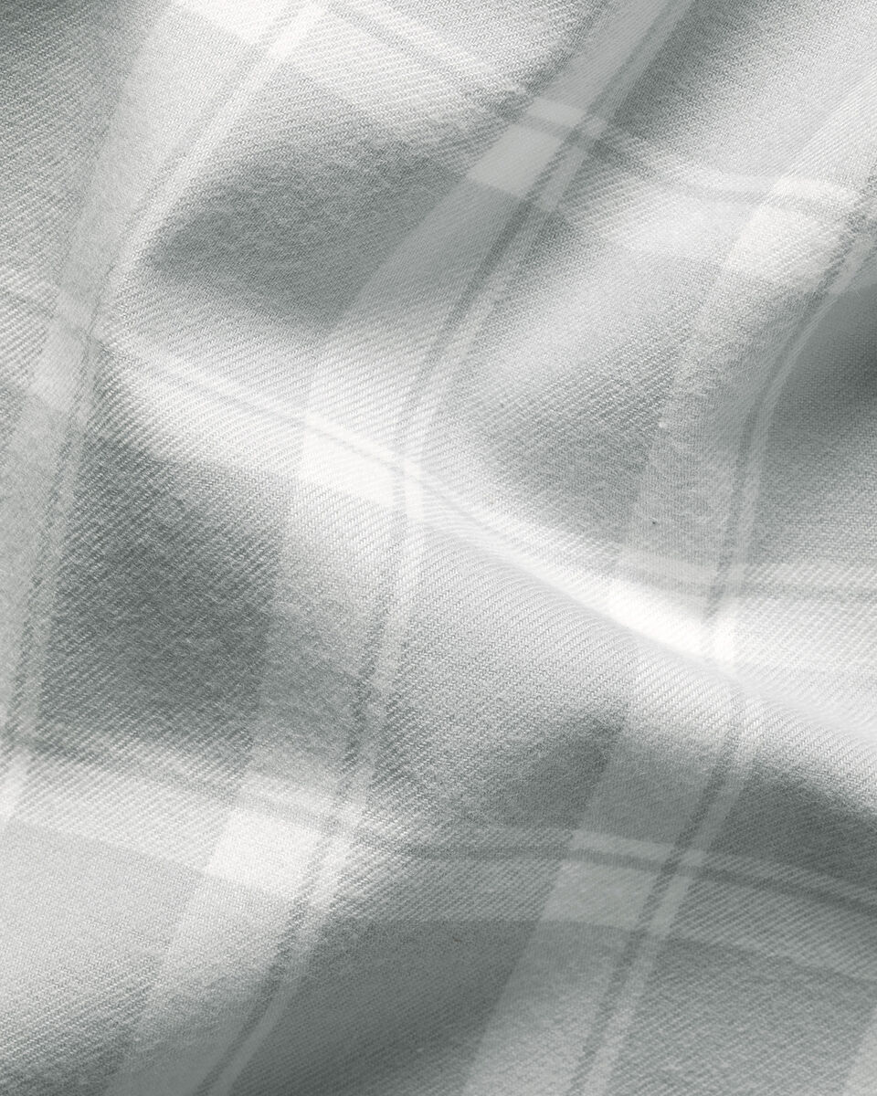 Brushed Flannel Check Shirt - Light Gray