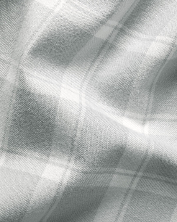 Brushed Flannel Check Shirt - Light Gray