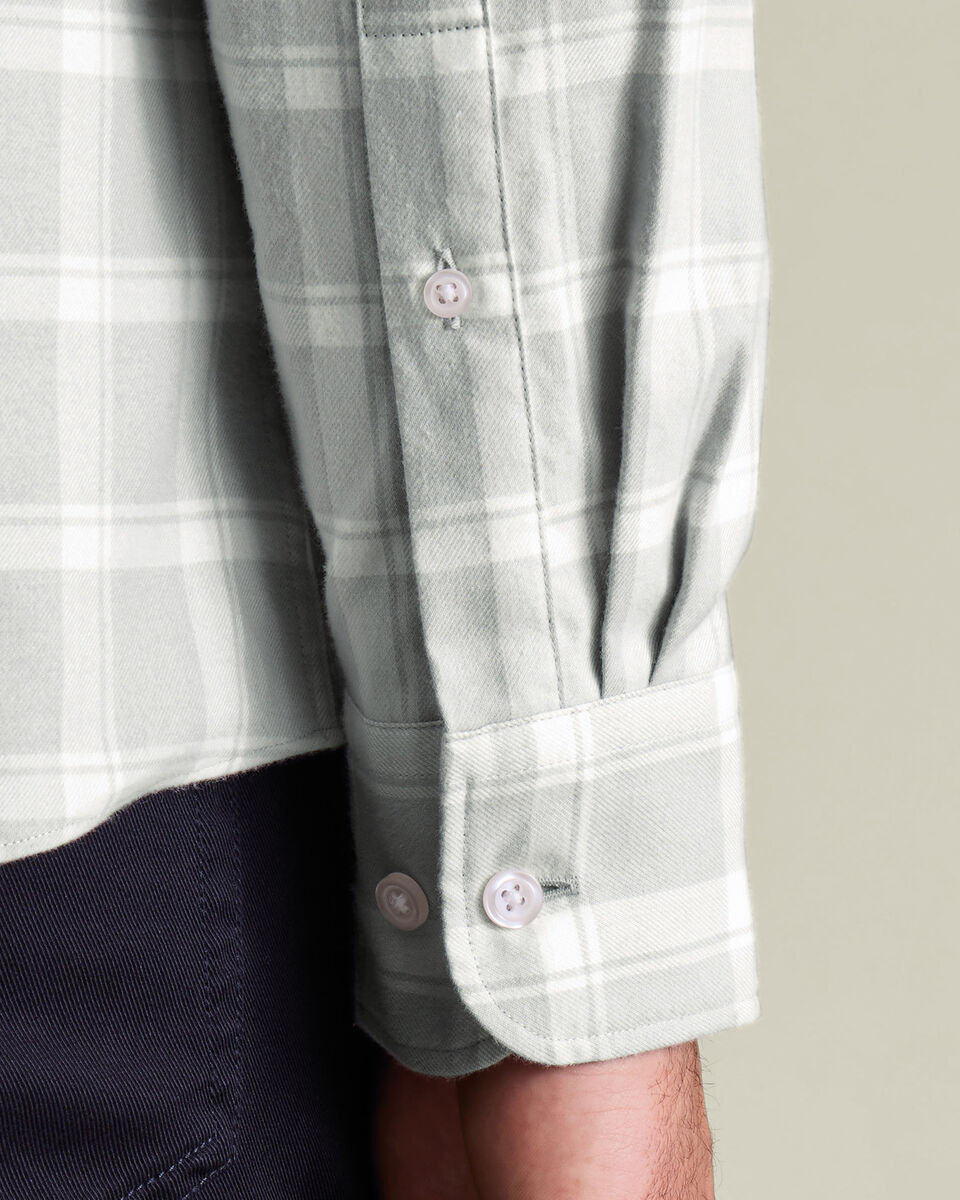 Brushed Flannel Check Shirt - Light Gray