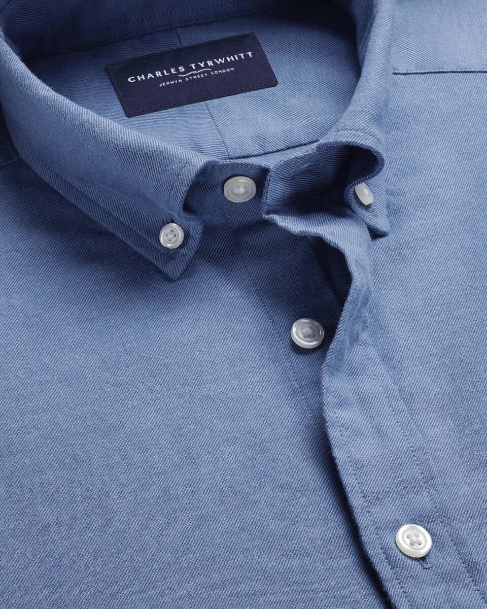 Brushed Flannel Shirt - Denim Blue