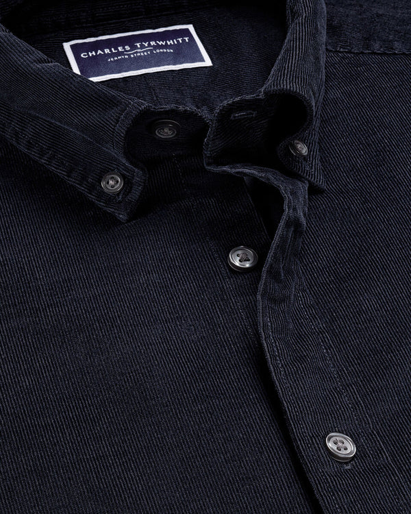 Corduroy Stretch Shirt - Navy Blue