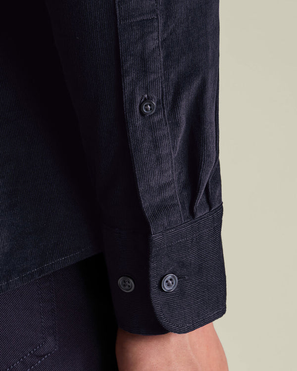 Corduroy Stretch Shirt - Navy Blue