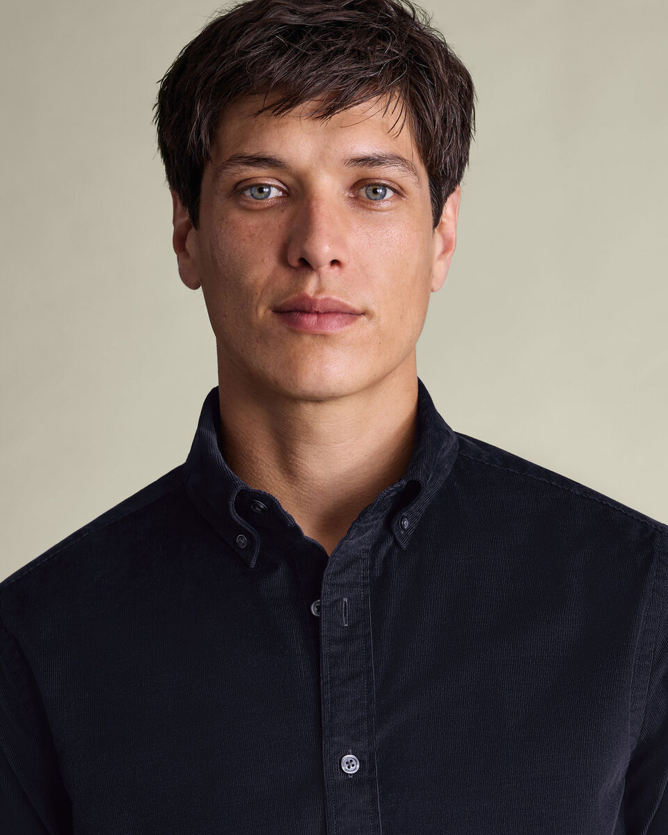 Corduroy Stretch Shirt - Navy Blue