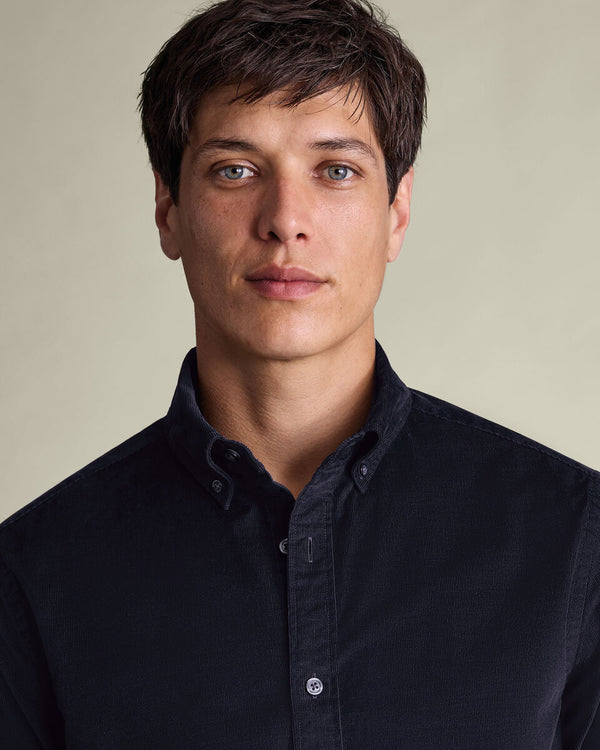 Corduroy Stretch Shirt - Navy Blue