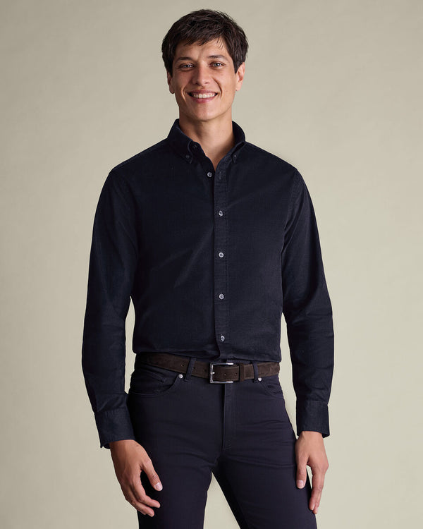 Corduroy Stretch Shirt - Navy Blue
