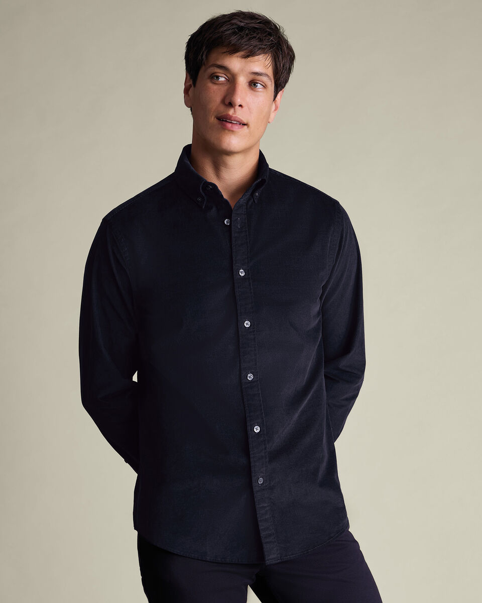 Corduroy Stretch Shirt - Navy Blue