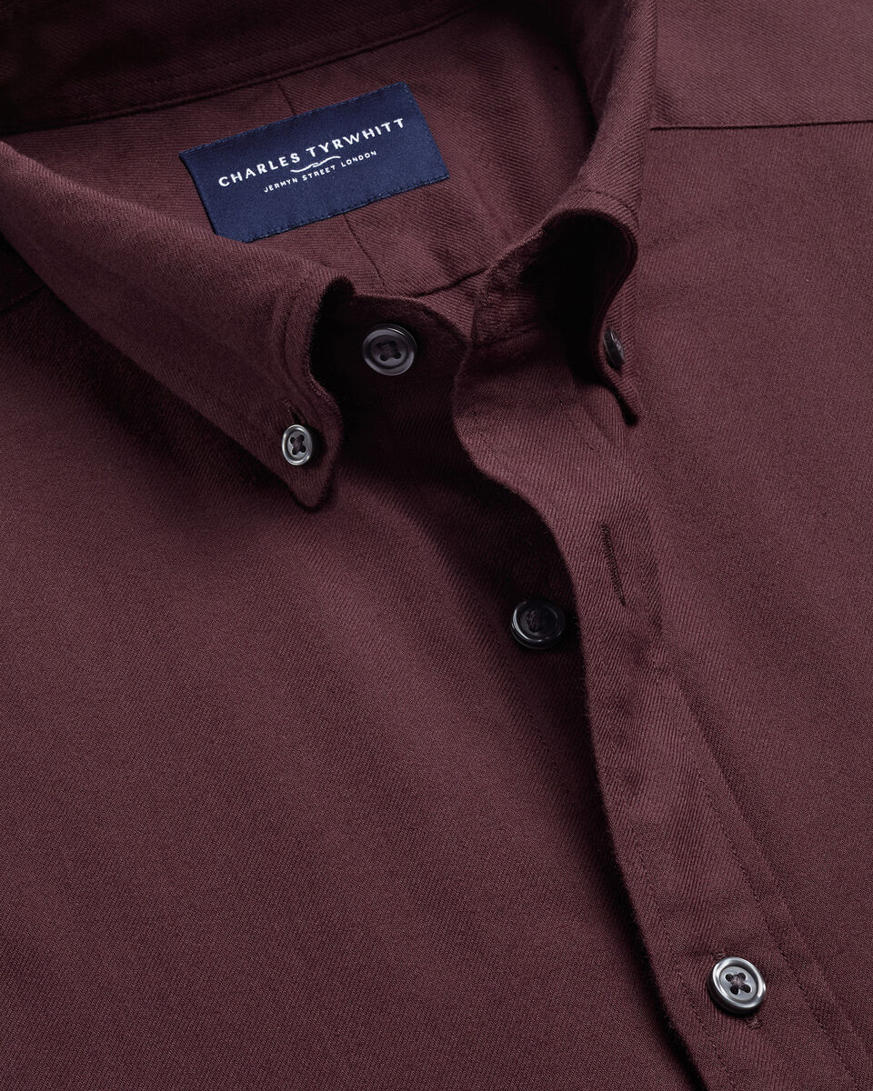 Brushed Flannel Shirt - Burgundy Secondary image