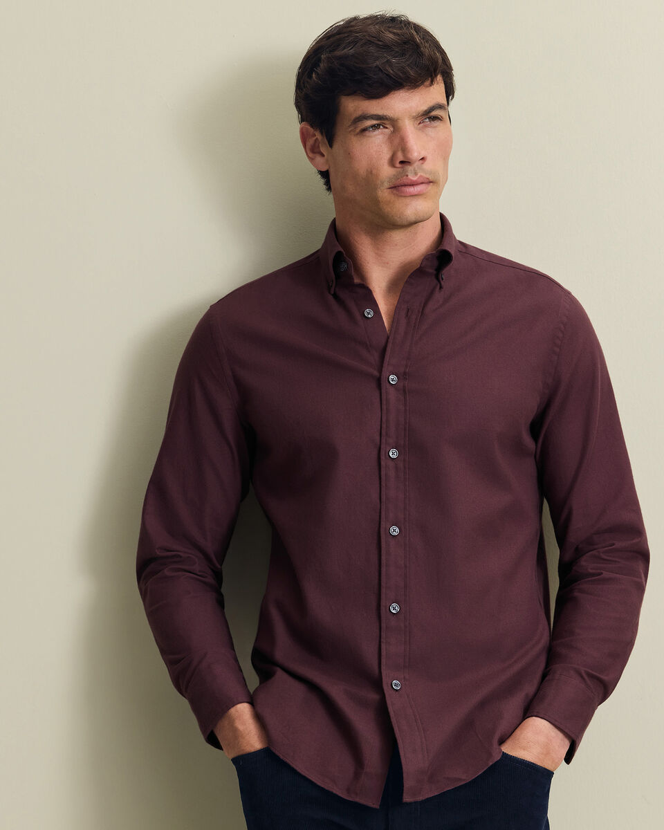 Brushed Flannel Shirt - Burgundy Main image