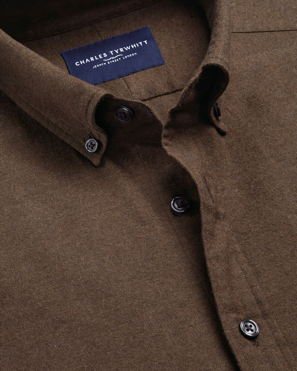 Brushed Flannel Shirt - Chocolate Brown