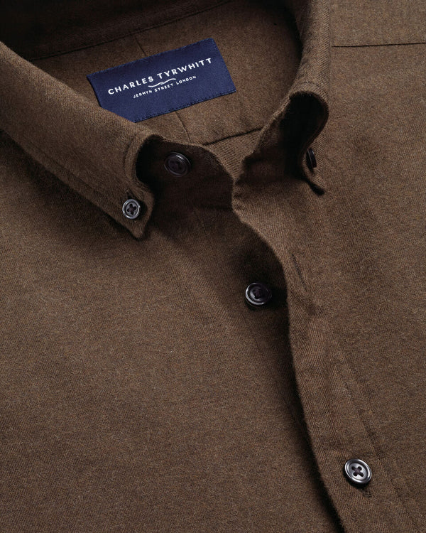 Brushed Flannel Shirt - Chocolate Brown